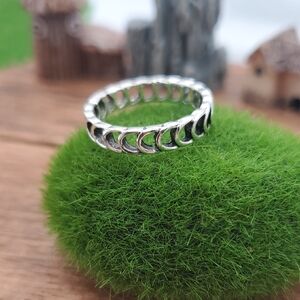 Elegant Silver Panel Women's Ring R809 Size 6